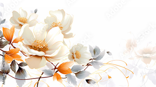 Spring flowers on a white background. Background. Wallpaper. Banner. Generated AI. Photoshop improved