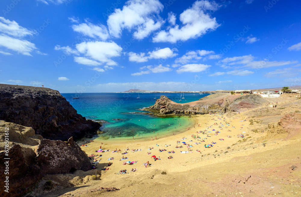 Beautiful day over Playa the Papagayo beach on Lanzarote island - Canaries - Spain Beautiful day over Playa the Papagayo beach on Lanzarote island - Canaries - Spain