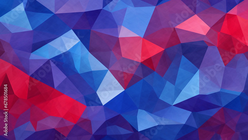 Cobalt Blue and Cherry Red Geometric Mosaic Vibrant Pattern