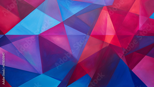 Cobalt Blue and Cherry Red Geometric Mosaic Vibrant Pattern