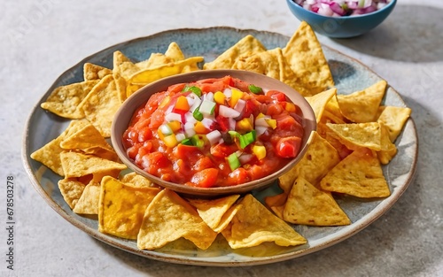 crispy nebulas chips topped with a colorful array of celestial inspired salsa