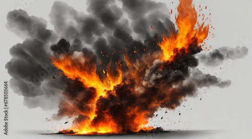 Wallpaper Mural Explosion and fire border isolated on white background Torontodigital.ca