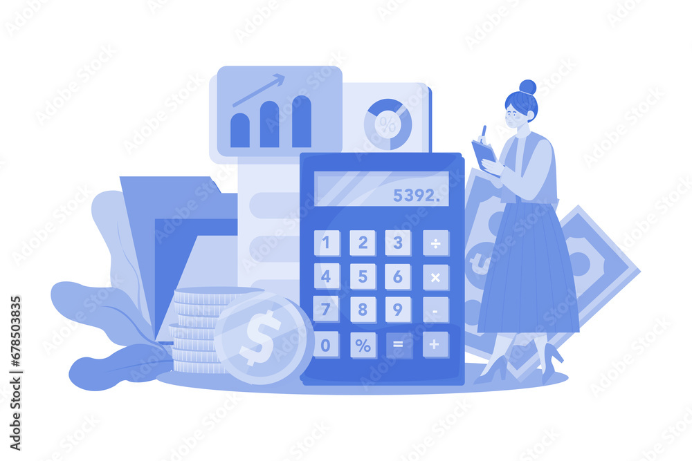 Accountant preparing financial records and statements. Accountant preparing financial records and statements.