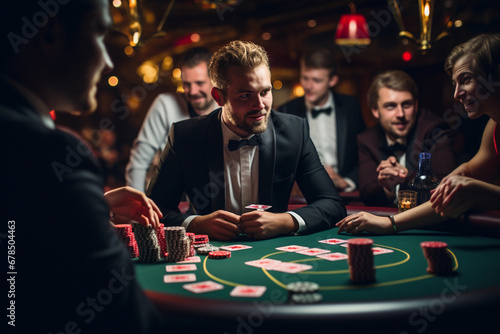 Elegant Casino Night: Poker Dealer Distributing Cards
