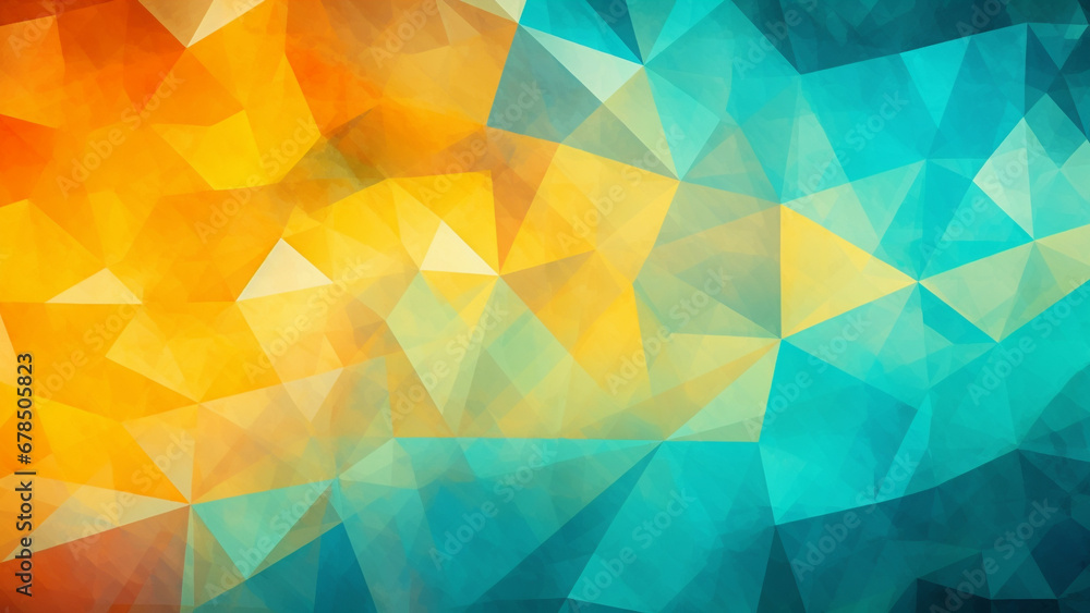 Obraz premium Sunshine Yellow and Turquoise Geometric Mosaic Vibrant Pattern