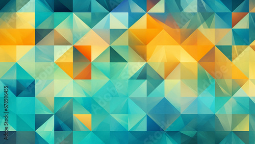 Teal and Tangerine Geometric Mosaic Vibrant Abstract Pattern