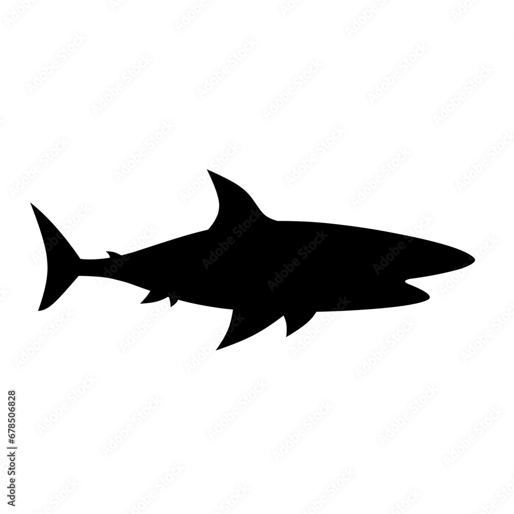 Shark silhouette vector. Shark silhouette can be used as icon, symbol or sign. Shark icon vector for design of ocean, undersea or marine Shark silhouette vector. Shark silhouette can be used as icon, symbol or sign. Shark icon vector for design of ocean, undersea or marine
