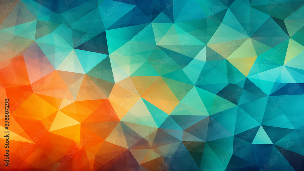 Obraz premium Teal and Tangerine Geometric Mosaic Vibrant Abstract Pattern
