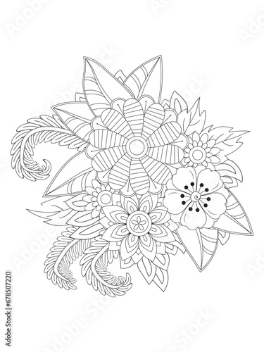 Flower mandala illustration. Oriental pattern  vintage decorative elements Easy mandala kaleidoscope pattern on white background Adult coloring page