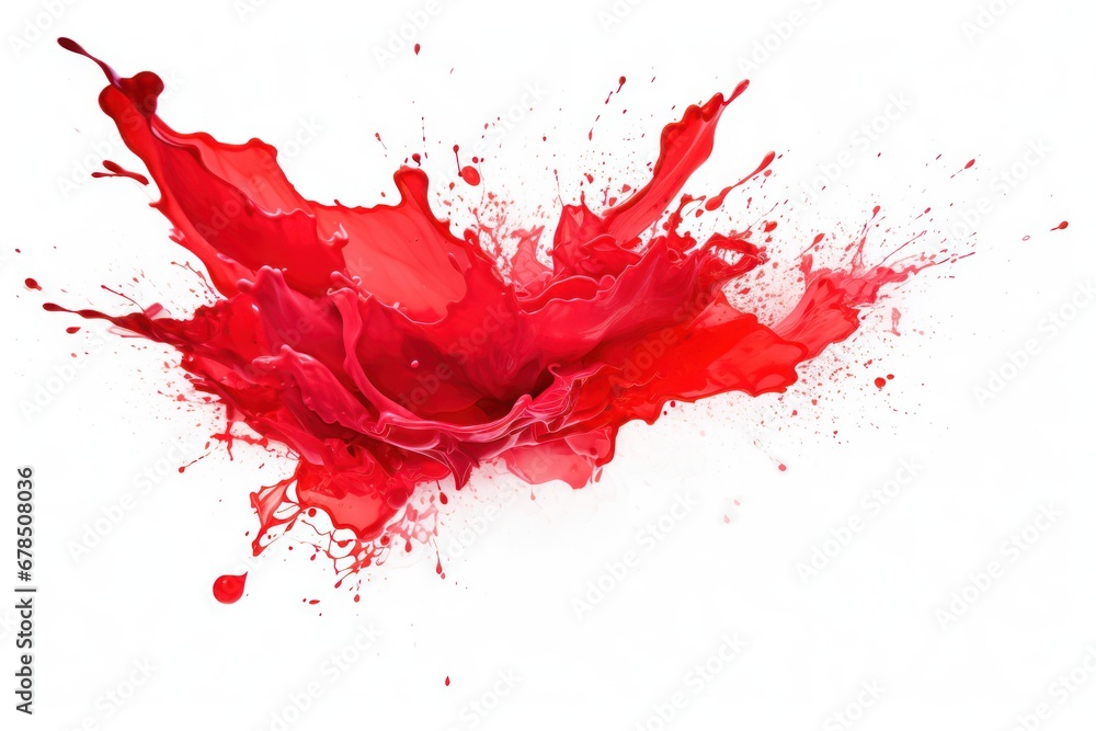Red paint splash on white background