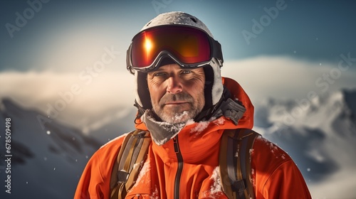 Ski Instructor on Snowy Slope