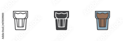 Glass of coffee different style icon set