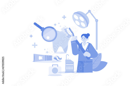Dental Hygienist cleaning and maintaining oral health.