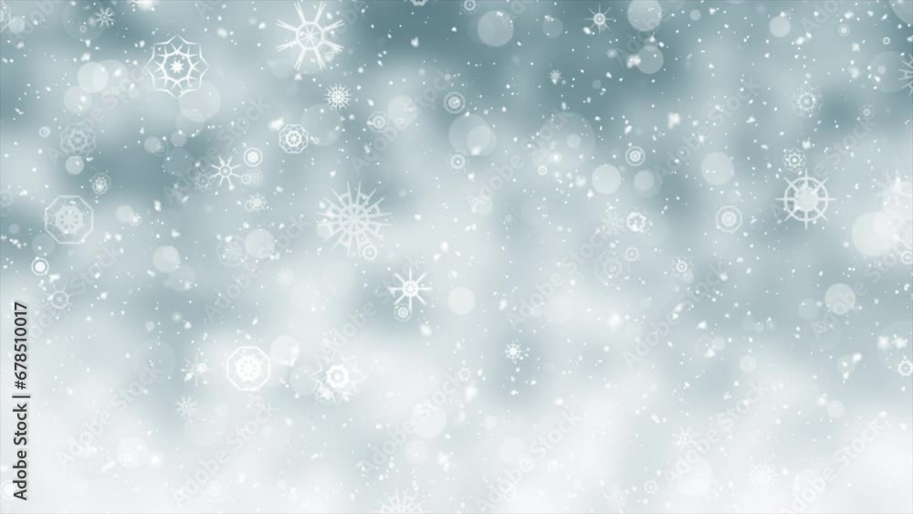 White Christmas Snowflakes Background. Snowfall Background. Winter Christmas Background. Seamless Loop White Christmas Snowflakes Background. Snowfall Background. Winter Christmas Background. Seamless Loop