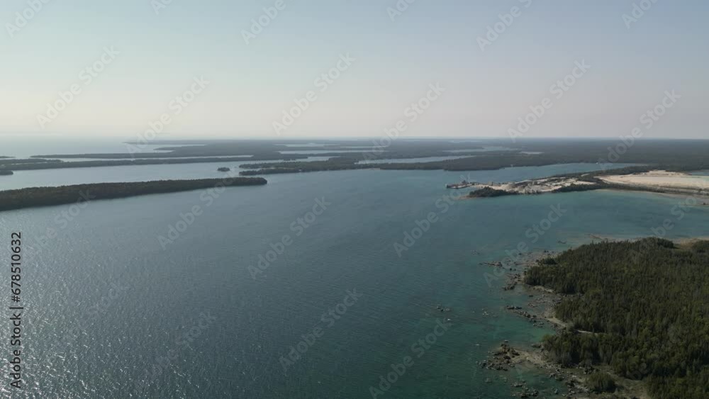 Aerial ascent of Les Cheneaux Islands and quarry, Michigan Aerial ascent of Les Cheneaux Islands and quarry, Michigan