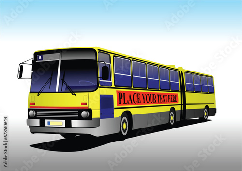 Double City bus on the road. Coach. Vector 3d illustration