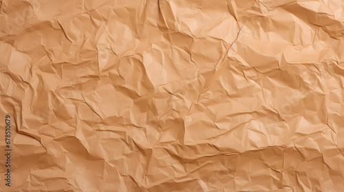 Seamless crumpled brown grocery bag, butcher or kraft packing paper background texture marble texture. generative AI. photo