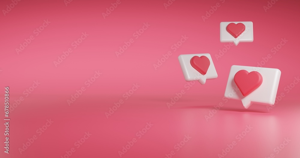 3d social media render heart love bubble illustration 3d social media render heart love bubble illustration