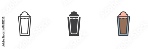 Glass of frappe different style icon set
