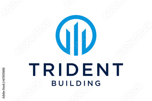 trident logo building template vector
