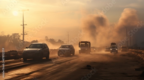 Traffic jams on the highway, dust, dirt, and impurities in the air The car was foggy and very covered.