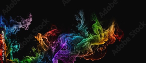 colorful smoky Waves abstract on black background