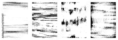 Distorted grunge isolated collection. Overlay distress texture effect. Element for social media, poster, brochure, flyers, screen print texture, card, wallpaper, background. Vector illustrator.	
