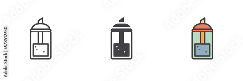Glass sugar dispenser different style icon set