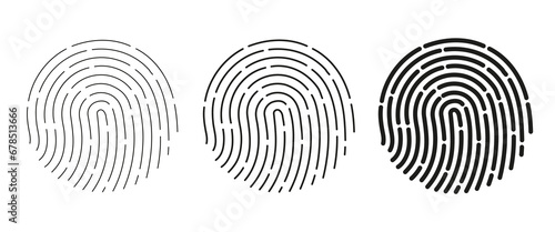 Fingerprint scanning icon. Black sign of identification 