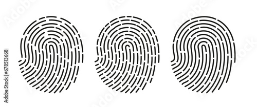 Fingerprint scanning icon. Black sign of identification 