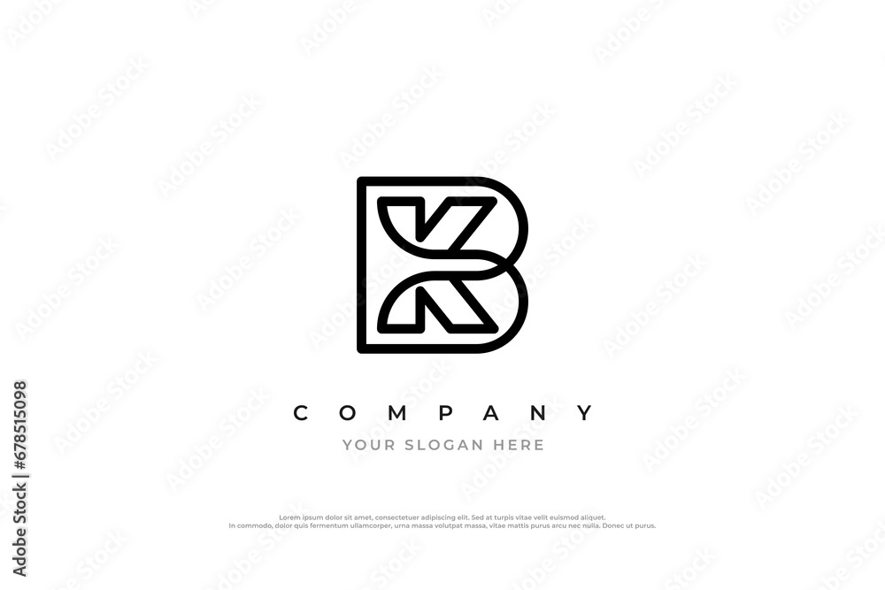 Initial Letter KB or BK Monogram Logo Design Vector Initial Letter KB or BK Monogram Logo Design Vector