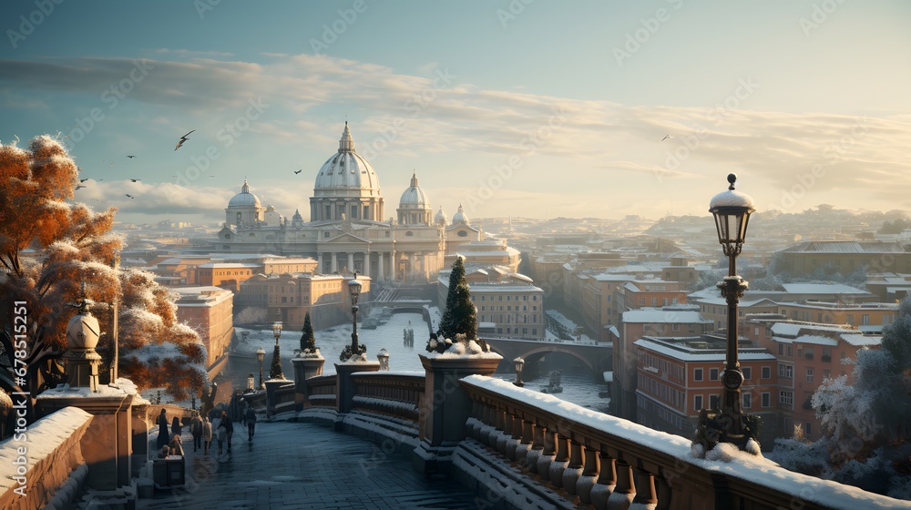 Winter landscape of Rome, Italy