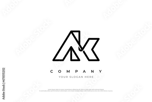 Initial Letter AK Monogram Logo Design Vector