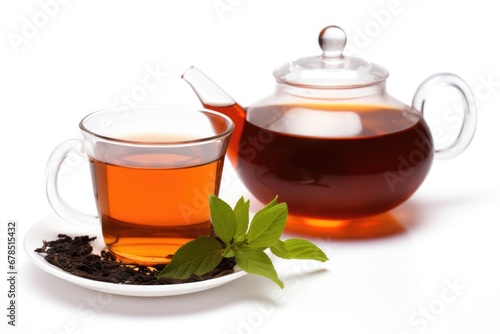 cup of hot aromatic tea on white background. AI Generated