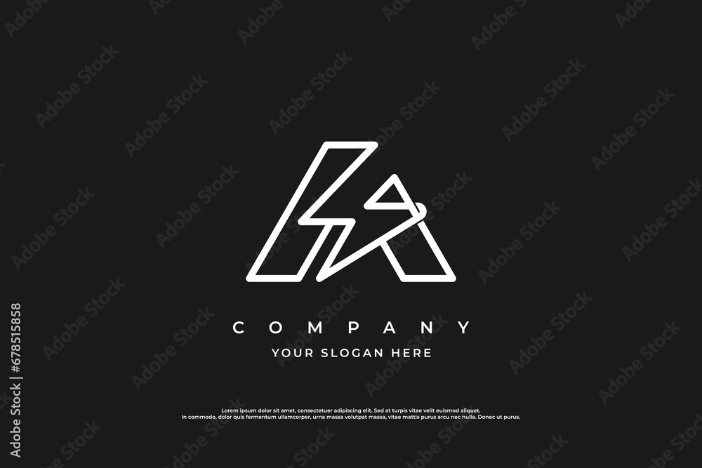 Letter A Bolt Flash Logo Design Vector Letter A Bolt Flash Logo Design Vector