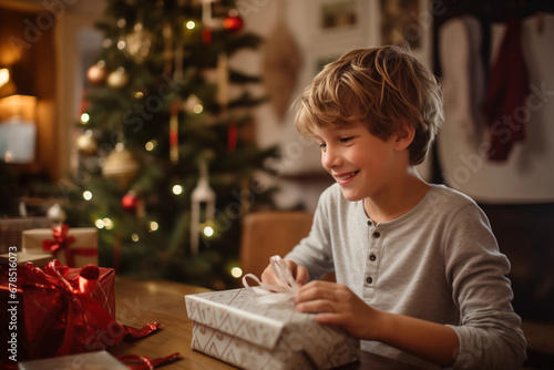 Boy and Gilrl reading in Christmas, boy and gilrl in Christmas, Peachful Christmas, boy and gilrl in open a present on Christmas, Family in Christmas,