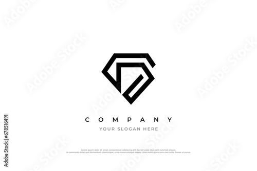 Initial Letter D Diamond Logo Design Vector