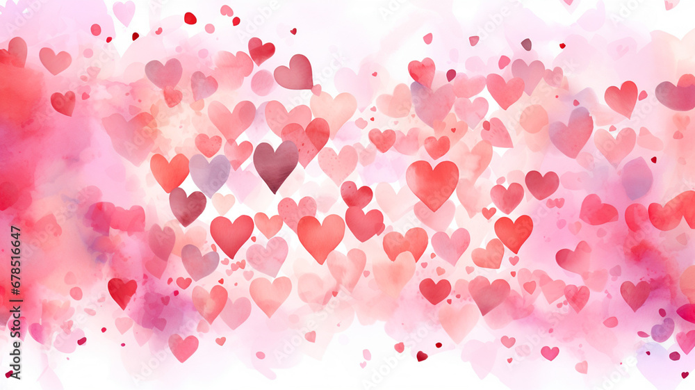 Watercolor style heart graphic material.