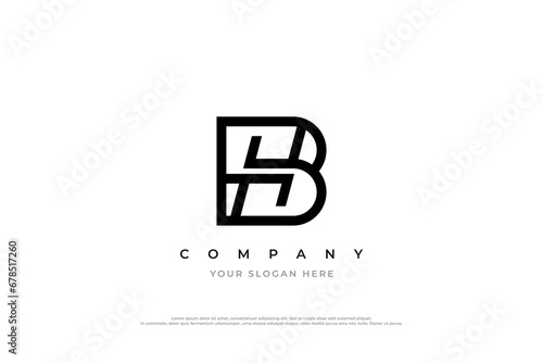 Initial Letter HB or BH Logo Design Vector