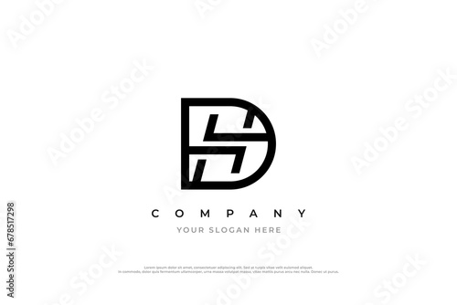 Initial Letter HD or DH Logo Design Vector