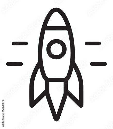 Black and white Space Rocket representation, rocket silhouette vector, editable and print ready,