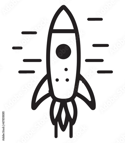 Black and white Space Rocket representation, rocket silhouette vector, editable and print ready,