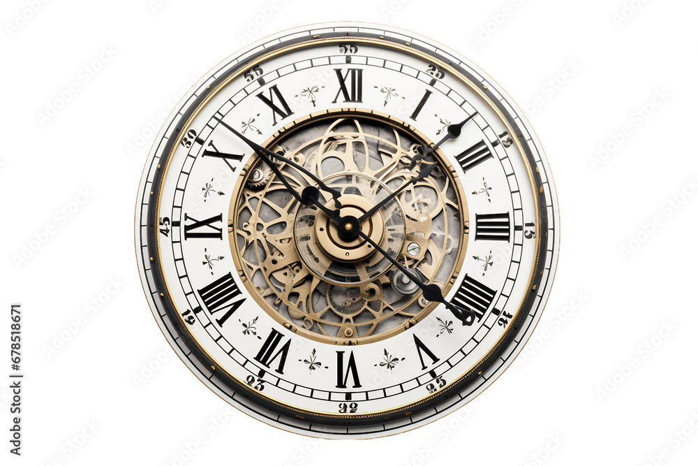 Clock Face Detail Isolated on transparent background. Generative Ai