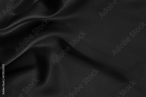 Black grey fabric texture background, detail of silk or linen pattern. photo