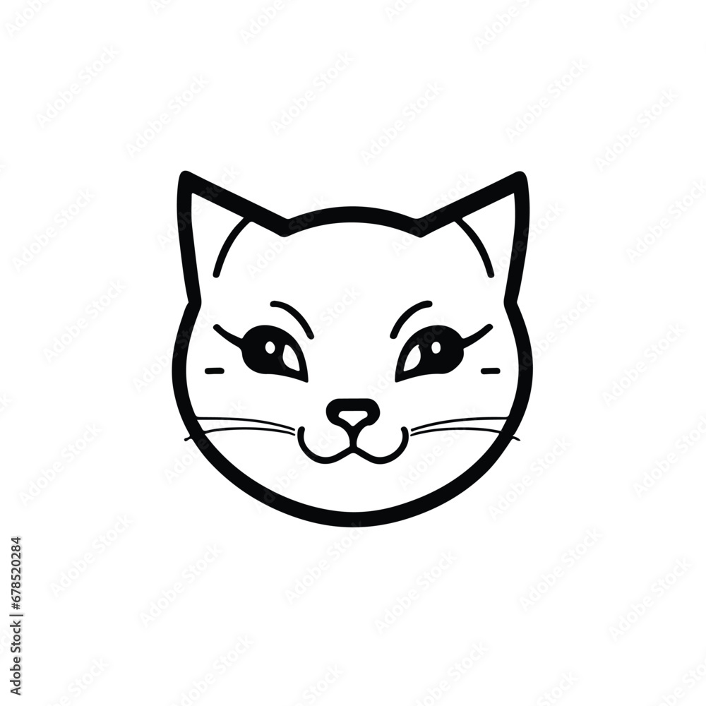head Icon of cat face. Flat outline style. head Icon of cat face. Flat outline style.