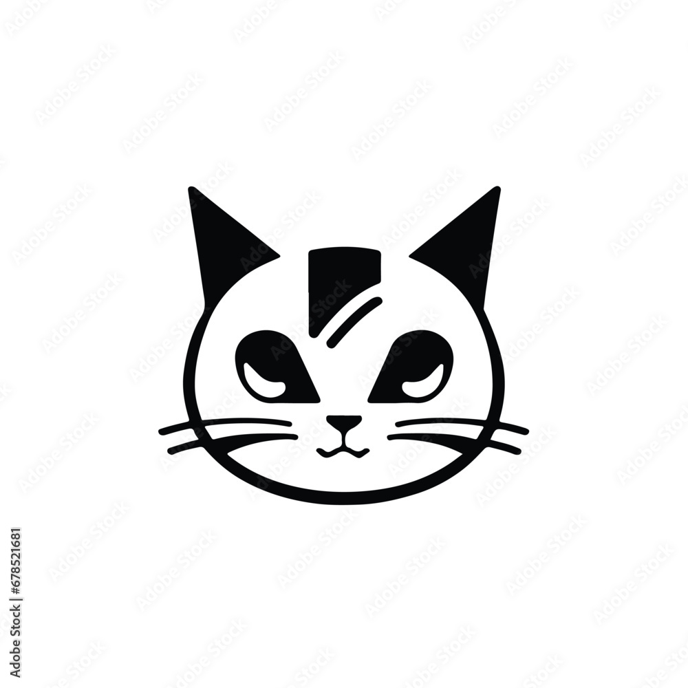 Fototapeta premium head Icon of cat face. Flat outline style.