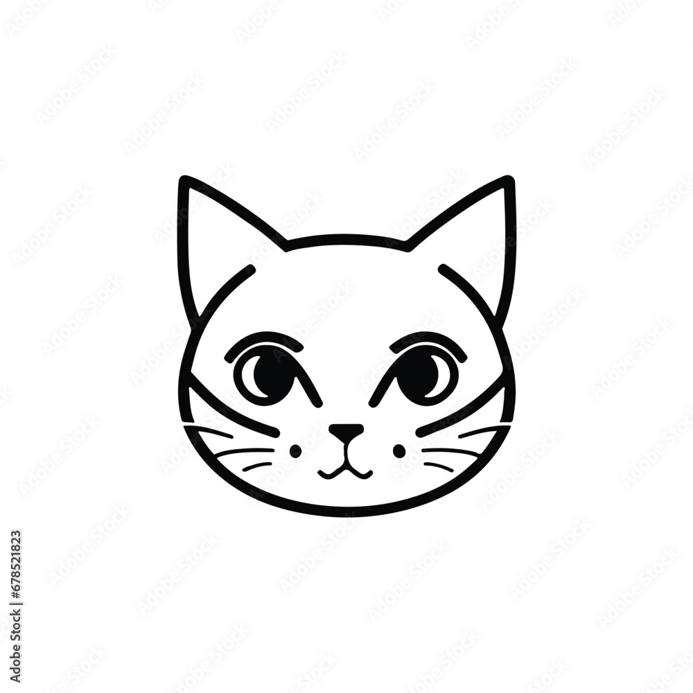 Obraz premium head Icon of cat face. Flat outline style.