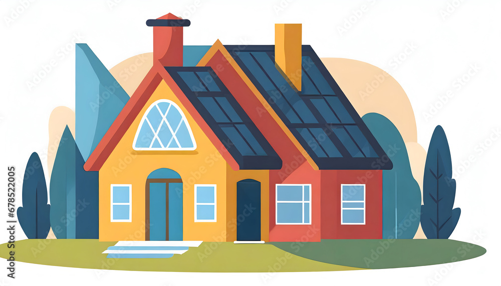 Naklejka premium Colorful Flat Residential Houses, House flat icon,