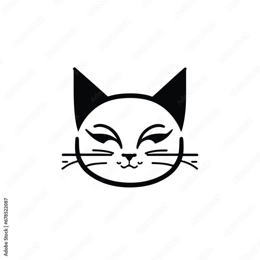Fototapeta premium head Icon of cat face. Flat outline style.