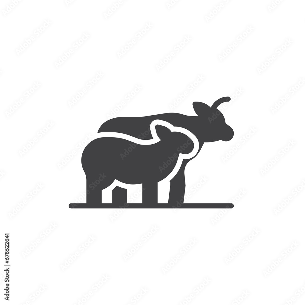 Cow and sheep vector icon